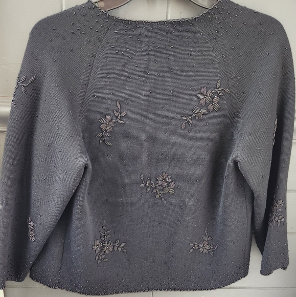Vintage Gimbels Black Beaded Cardigan - Picture 10 of 10